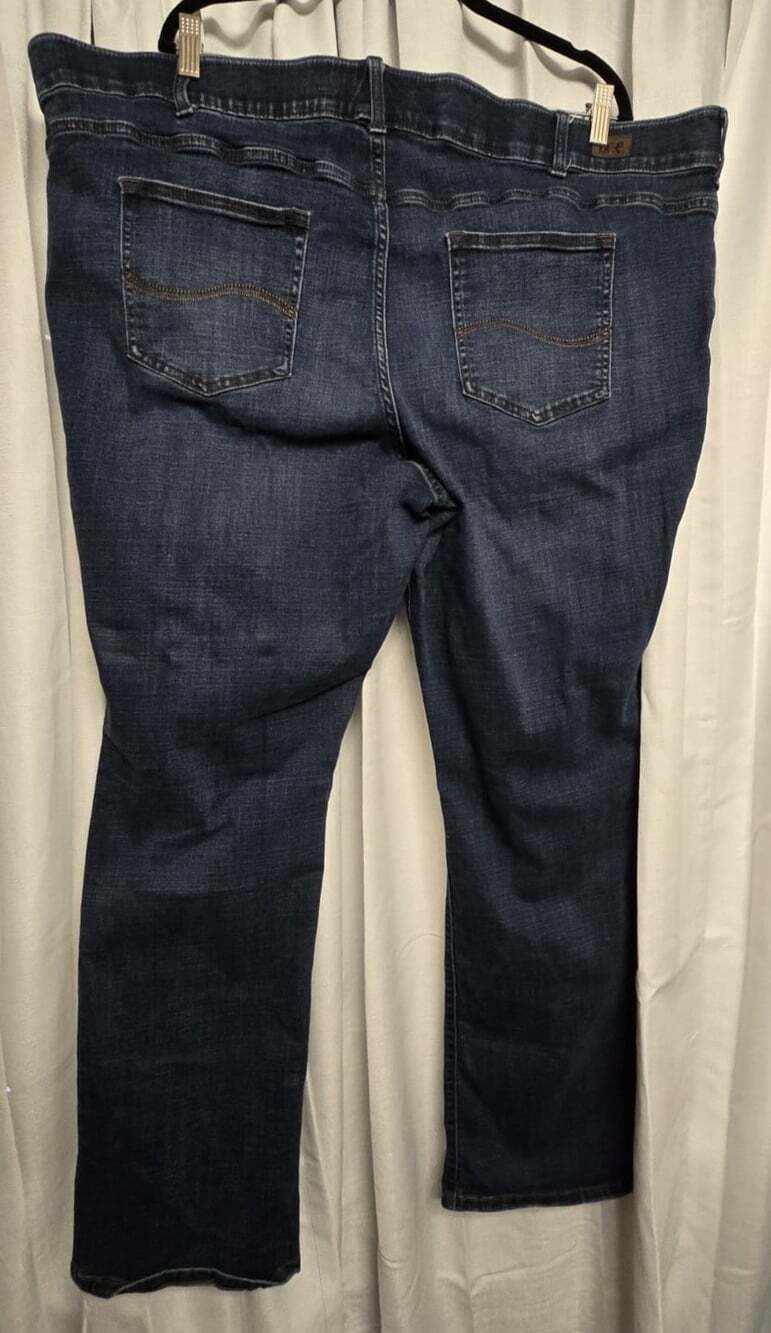 Lee Flex Motion Plus Size 28W Tall Mid Rise Bootcut Blue Stretch 5-Pocket Jeans - Picture 8 of 11